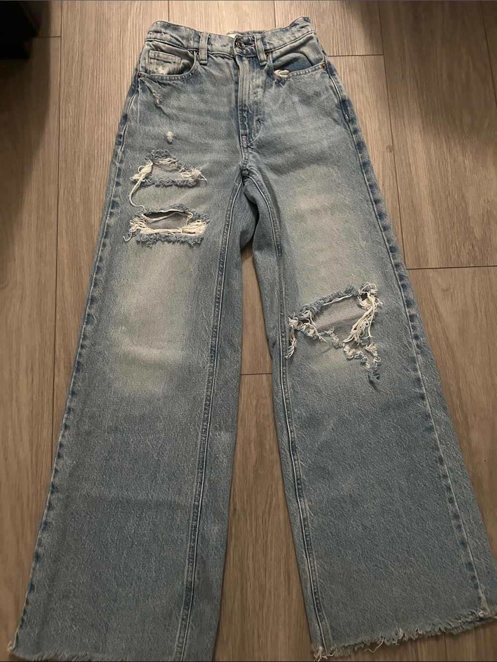 PacSun Light Blue Distressed Wide-Leg Jeans